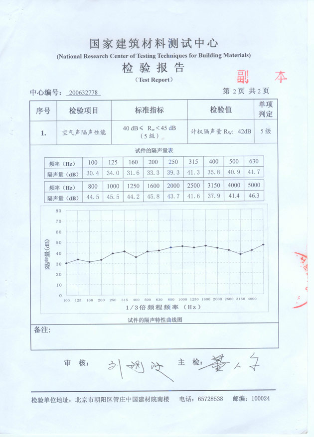 深圳隔音门窗隔音玻璃--检测报告
